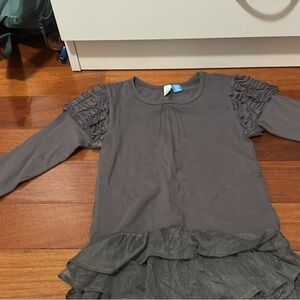 Gray Kids Ruffled Long Sleeve Top